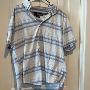 Vineyard Vines Men's Blue and White Striped Shirt